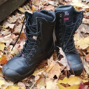 Steel toed black women's boots